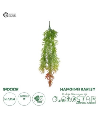 GloboStar® Artificial Garden HANGING BARLEY 20858 Τεχνητό Διακοσμητικό Κρεμαστό Φυτό Κριθάρι Μ26 x Π15 x Υ81cm